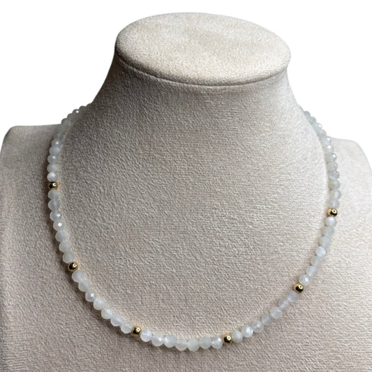 Silver moonstone choker